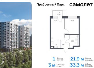 Однокомнатная квартира на продажу, 33.3 м2, село Ям, жилой комплекс Прибрежный Парк, к6.1