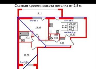 Продаю 2-ком. квартиру, 55.2 м2, Санкт-Петербург, проспект Будённого, 20к1