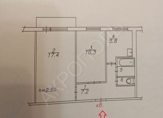 Продается 2-ком. квартира, 44 м2, Красноярск, Октябрьский район, улица Юшкова, 4