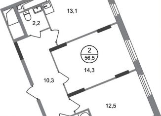 Продается 2-комнатная квартира, 56.5 м2, деревня Рассказовка, деревня Рассказовка, 2