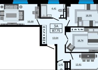 Продается трехкомнатная квартира, 87.8 м2, Ростовская область