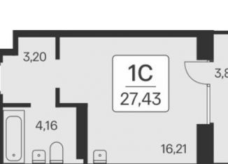 Продается квартира студия, 27.4 м2, Новосибирск