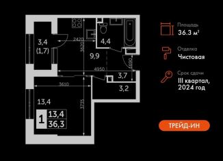 Продам 1-комнатную квартиру, 36.3 м2, Москва, улица Вильгельма Пика, 1, ЖК Режиссёр