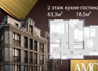 Продам 2-комнатную квартиру, 63.3 м2, Санкт-Петербург, метро Василеостровская