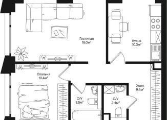 Продажа 2-комнатной квартиры, 54 м2, Москва, СЗАО, улица Маршала Бирюзова, 1к1