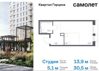 Продается квартира студия, 30.5 м2, Москва, жилой комплекс Квартал Герцена, к1, метро Зябликово