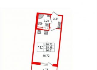 Продажа квартиры студии, 25.2 м2, Санкт-Петербург, Василеостровский район, Уральская улица, 25