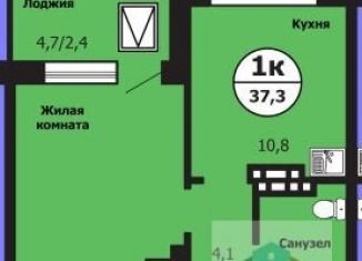 Продается однокомнатная квартира, 37.3 м2, Красноярск