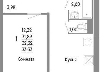 Однокомнатная квартира на продажу, 32.3 м2, Челябинск, Нефтебазовая улица, 1к2, Советский район