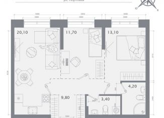 Продам 2-ком. квартиру, 62.3 м2, Татарстан