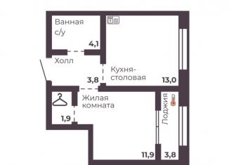 Продаю 1-комнатную квартиру, 34.7 м2, Челябинск