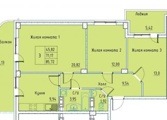 Продам 3-ком. квартиру, 85 м2, поселок городского типа Афипский, улица Пушкина, 115