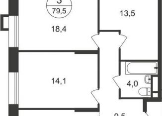 Продажа трехкомнатной квартиры, 79.5 м2, Москва, 7-я фаза, к1