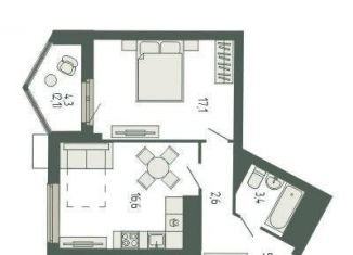 Продается 1-комнатная квартира, 46 м2, Екатеринбург, метро Ботаническая, площадь Жуковского, 8