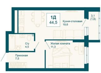 Продаю однокомнатную квартиру, 44.5 м2, Екатеринбург, Чкаловский район, улица 8 Марта, 197