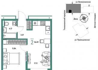 Продается 2-ком. квартира, 36.5 м2, Тюмень, Центральный округ