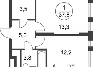 Продам 1-комнатную квартиру, 37.8 м2, Москва, деревня Рассказовка, 1