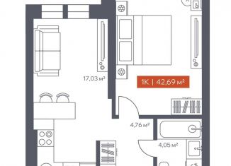 Продаю 1-ком. квартиру, 42.7 м2, Томская область, Красноармейская улица, 144