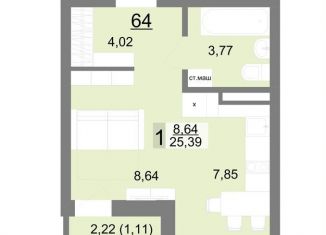 Продам квартиру студию, 25.4 м2, Екатеринбург, метро Чкаловская, Тенистая улица, 8с4