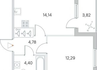 Продается однокомнатная квартира, 39 м2, посёлок Стрельна