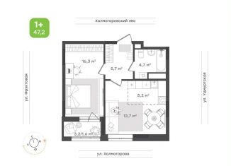 Продается 1-комнатная квартира, 47.2 м2, Ижевск, ЖК Парк-Квартал Атмосфера, улица Холмогорова, 109