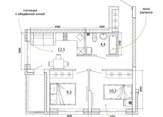 Продам квартиру свободная планировка, 50.6 м2, Кемерово, Заводский район