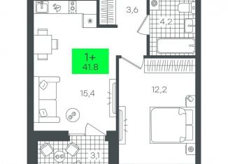 Продажа 1-ком. квартиры, 41.8 м2, Тюмень, ЖК Гранд Квартал, улица Василия Малкова, 17