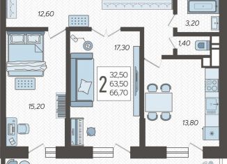 2-комнатная квартира на продажу, 66.7 м2, Краснодарский край, Ярославская улица, 115лит4