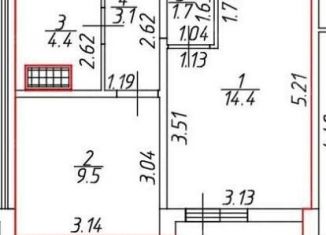 Продам 1-ком. квартиру, 33.1 м2, Санкт-Петербург, Красногвардейский район, Муринская дорога, 14к2