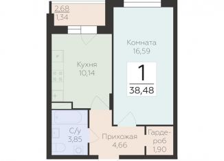 Продаю 1-комнатную квартиру, 38.5 м2, Воронеж, улица 45-й Стрелковой Дивизии, 259/27