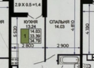 Продам 1-комнатную квартиру, 34.8 м2, Краснодар, улица Петра Метальникова, 36