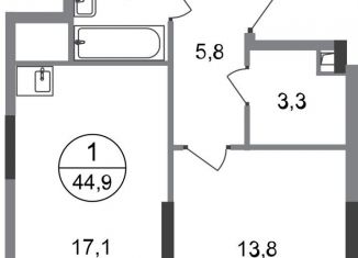 1-ком. квартира на продажу, 44.9 м2, Московский