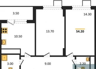 Продажа двухкомнатной квартиры, 54.4 м2, Воронеж, Железнодорожный район