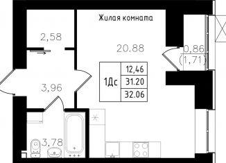 Продам квартиру студию, 32.1 м2, Татарстан