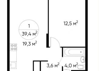 Однокомнатная квартира на продажу, 39.4 м2, Московский