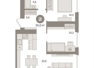 2-ком. квартира на продажу, 55.6 м2, Москва, ЮВАО