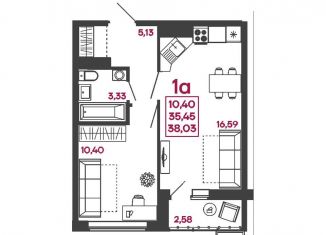 Продажа 1-ком. квартиры, 38 м2, Пензенская область, улица Измайлова, 41В