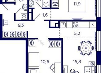 Продам квартиру свободная планировка, 63.5 м2, Уфа, Октябрьский район, улица Энтузиастов, 7