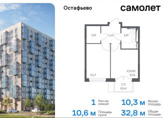 Продажа 1-ком. квартиры, 32.8 м2, село Остафьево, улица Красовского, 2к3