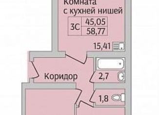 Продается двухкомнатная квартира, 58.8 м2, Новосибирск