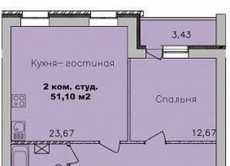 Продажа 1-комнатной квартиры, 51.1 м2, Новосибирск, улица Романтиков, 20