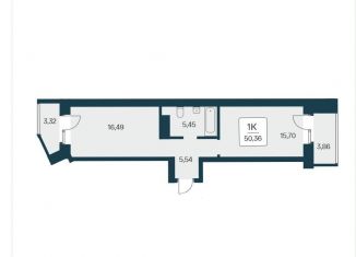 Продам 1-ком. квартиру, 50.4 м2, Новосибирск