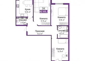 3-ком. квартира на продажу, 80.6 м2, Симферополь