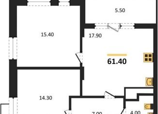 Продается 2-ком. квартира, 61.4 м2, Воронеж, Железнодорожный район