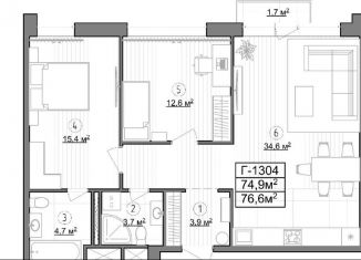 Продажа 2-комнатной квартиры, 74.9 м2, Москва, Новоясеневский проспект, 3В, район Ясенево