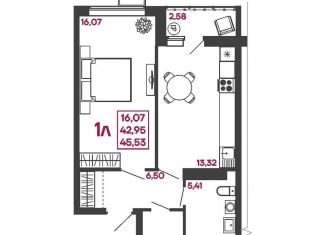 Продаю 1-комнатную квартиру, 45.5 м2, Пенза, улица Измайлова, 41В