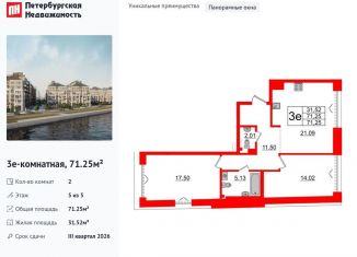 Продам двухкомнатную квартиру, 71.3 м2, Санкт-Петербург, метро Нарвская