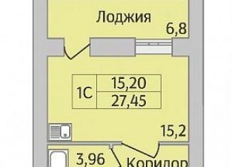 Квартира на продажу студия, 27.5 м2, Новосибирск, улица Юности, 7, Ленинский район