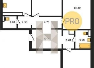 Продажа трехкомнатной квартиры, 86.3 м2, Воронеж, улица Шишкова, 140Б/16