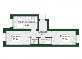 Продается 2-ком. квартира, 54.1 м2, Екатеринбург